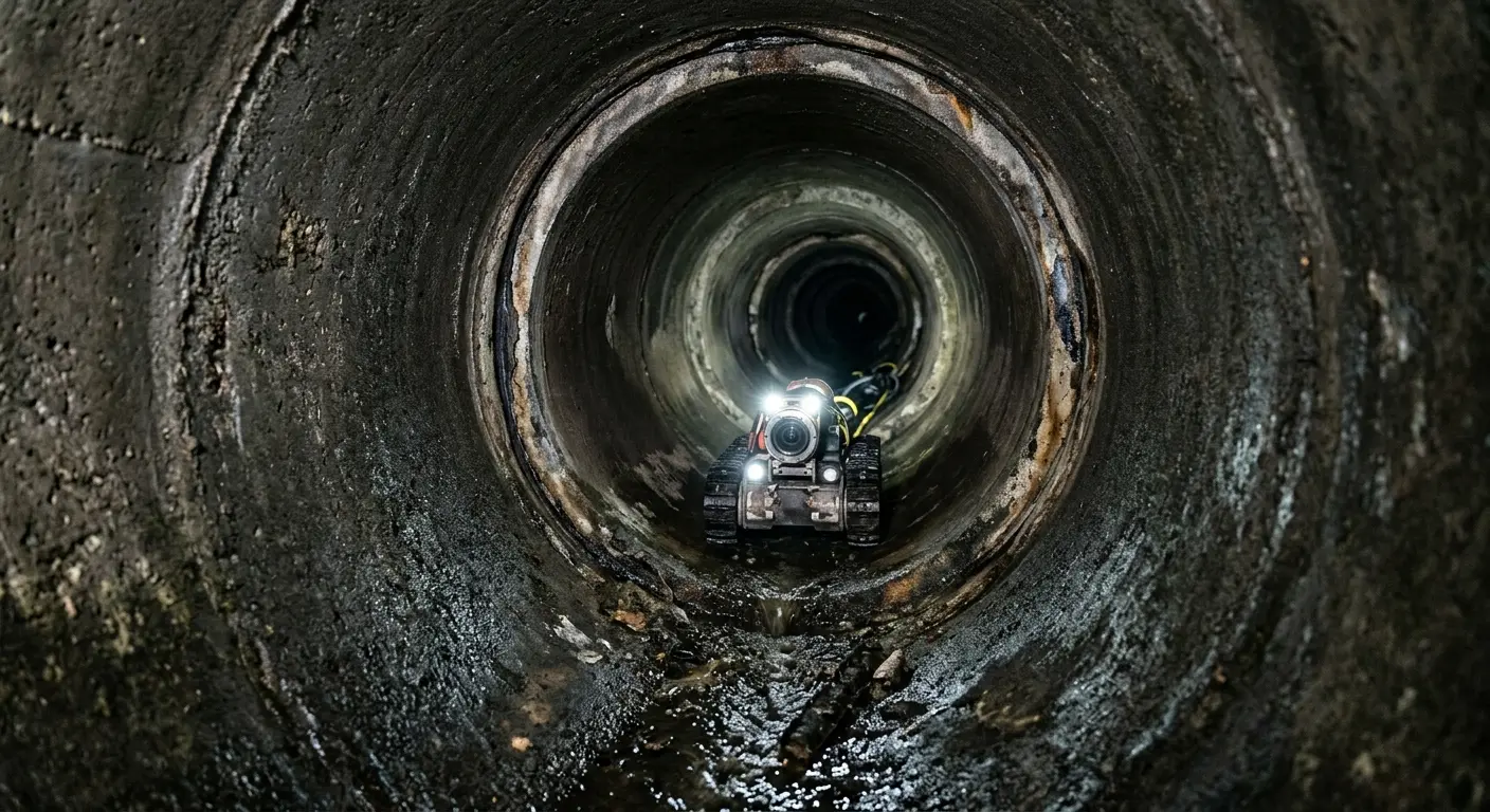 Robotic sewer camera inspecting pipe interior for Sewer Line Repair in Upper Gwynedd